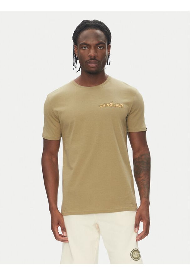 Quiksilver T-Shirt Ev Disconnect Effects EQYZT08049 Khaki Regular Fit. Kolor: brązowy. Materiał: bawełna