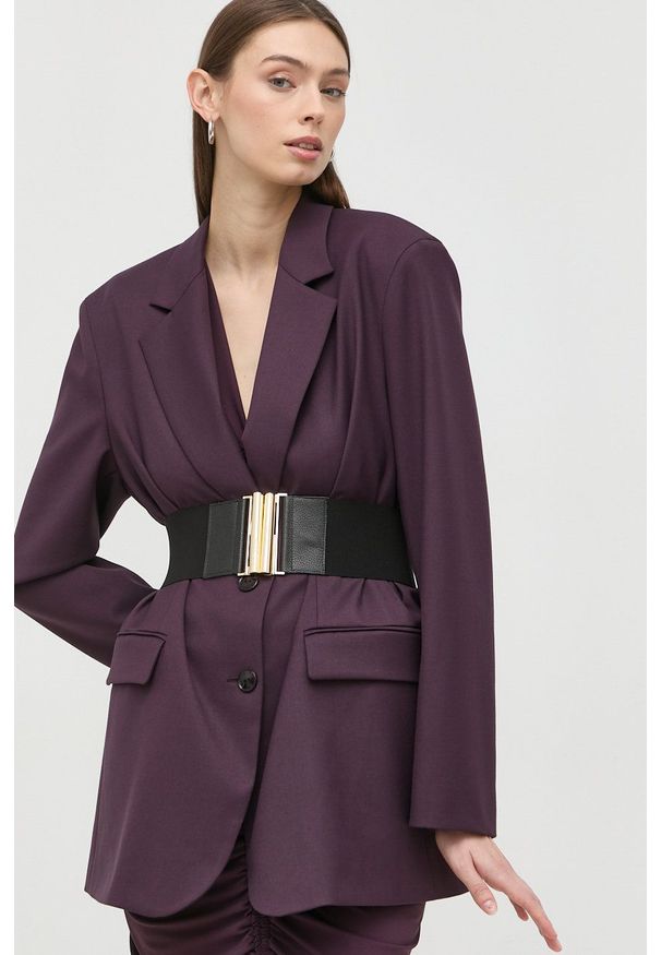 Patrizia Pepe marynarka kolor fioletowy jednorzędowa gładka. Okazja: na co dzień. Kolor: fioletowy. Materiał: materiał. Wzór: gładki. Styl: casual, klasyczny