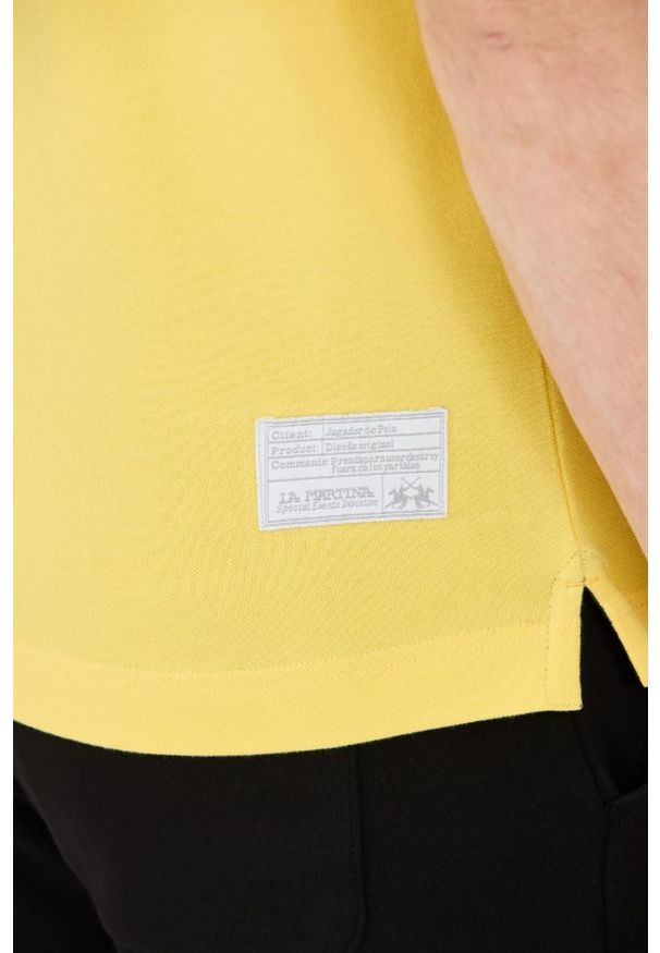 La Martina - LA MARTINA Żółte męskie polo z dużym logo, Rozmiar L. Typ kołnierza: polo. Kolor: żółty