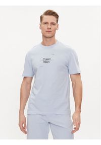 Calvin Klein T-Shirt Line Logo K10K112489 Niebieski Regular Fit. Kolor: niebieski. Materiał: bawełna #1