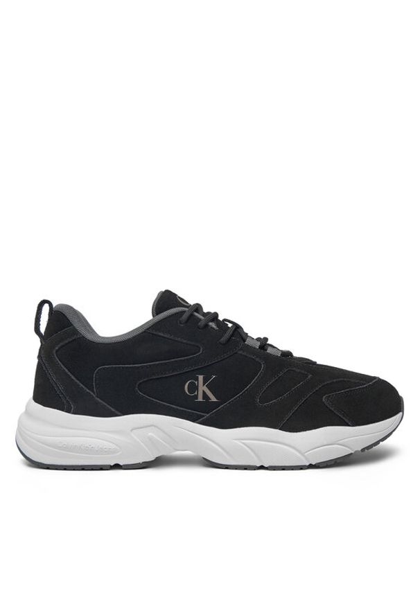 Calvin Klein Jeans Sneakersy Retro Tennis Low Mg Mix Media YM0YM01171 Czarny. Kolor: czarny. Materiał: skóra, zamsz