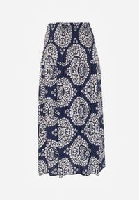 Born2be - Granatowa Rozkloszowana Spódnica z Wiskozy z Wysokim Stanem i Etnicznym Wzorem Ari. Okazja: do pracy, na co dzień, na spacer. Stan: podwyższony. Kolor: niebieski. Materiał: wiskoza. Wzór: aplikacja. Sezon: lato. Styl: casual #6