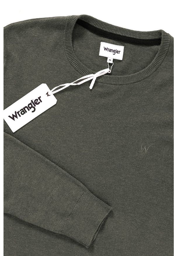 Wrangler - MĘSKI SWETER WRANGLER CREW KNIT DUSTY OLIVE W85672P45 112132246. Styl: klasyczny