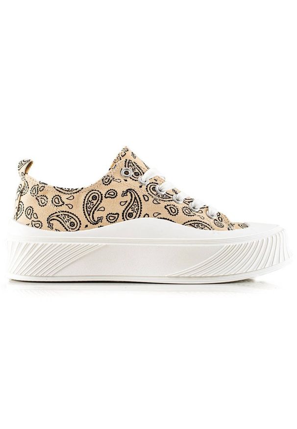Seastar Trampki We Wzory Fashion beżowy czarne. Kolor: czarny, wielokolorowy, beżowy
