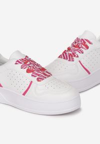 Born2be - Biało-Różowe Sneakersy na Grubej Podeszwie z Ozdobnymi Sznurówkami Amarionna. Kolor: biały #5