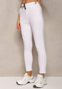 Renee - Białe Spodnie z Gumką w Talii i Wiązaniem Fastar. Okazja: na co dzień. Kolor: biały. Styl: casual, elegancki #4