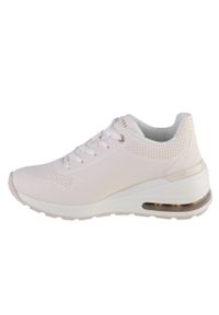 skechers - Buty sportowe Sneakersy damskie, Skechers Million Air-Elevated Air. Kolor: biały, czarny. Materiał: guma, syntetyk, materiał. Sport: turystyka piesza