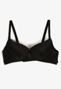 Renee - Czarny Elegancki Biustonosz z Koronką i Zapięciem na Haftki Mairiel. Kolor: czarny. Materiał: koronka. Wzór: koronka