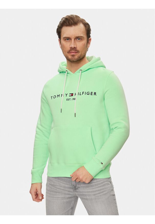 TOMMY HILFIGER - Tommy Hilfiger Bluza Logo MW0MW11599 Zielony Regular Fit. Kolor: zielony. Materiał: bawełna