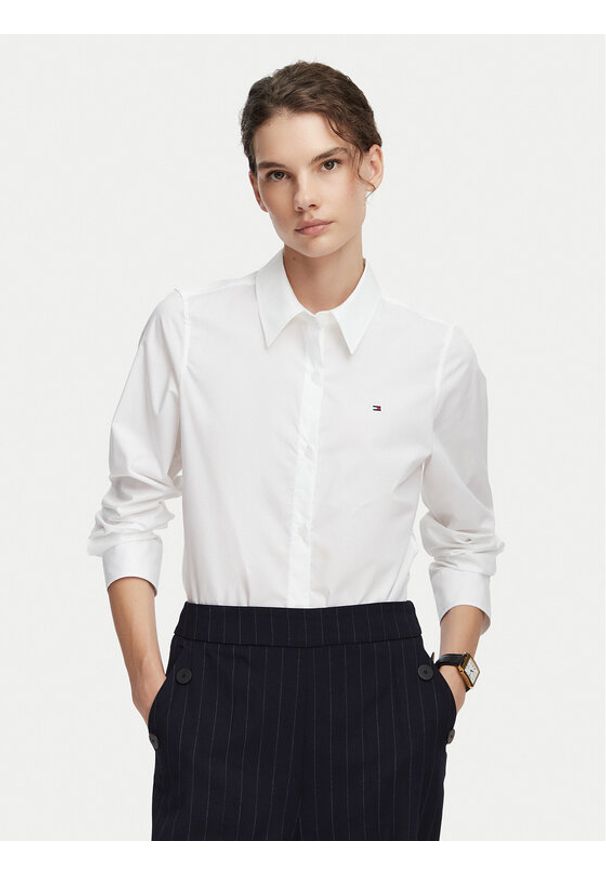 TOMMY HILFIGER - Tommy Hilfiger Koszula WW0WW47169 Biały Regular Fit. Kolor: biały. Materiał: bawełna