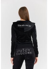 Juicy Couture - JUICY COUTURE Czarna damska bluza Sacred Heart Robertson Hoodie, Rozmiar M. Kolor: czarny. Materiał: elastan, poliester, materiał. Długość rękawa: długi rękaw. Długość: długie. Styl: elegancki