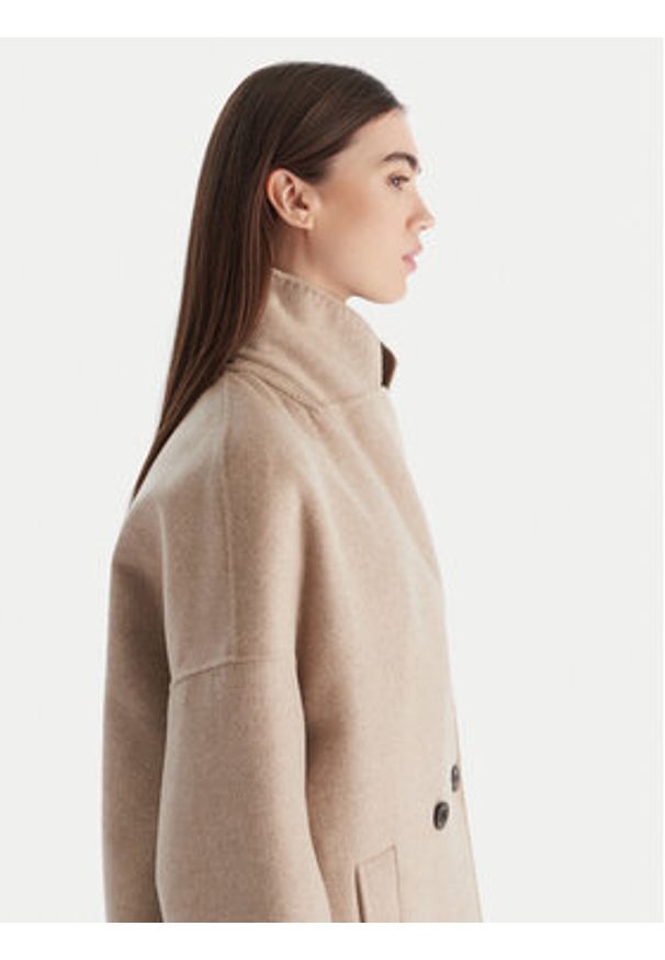 ViCOLO Płaszcz wełniany TF0003 Beżowy Regular Fit. Kolor: beżowy. Materiał: syntetyk