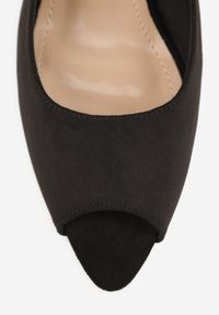 Born2be - Czarne Sandały na Szpilce z Odkrytą Piętą i Palcami Zitena. Okazja: na co dzień. Zapięcie: sprzączka. Kolor: czarny. Wzór: ażurowy. Obcas: na szpilce. Styl: casual, elegancki. Wysokość obcasa: średni #4