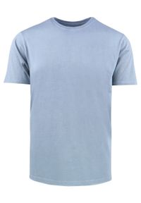 Męski T-Shirt -Brave Soul- Delikatny Efekt Sprania Tkaniny - Błękit. Okazja: na co dzień. Kolor: niebieski. Materiał: bawełna. Sezon: lato, wiosna. Styl: casual #1