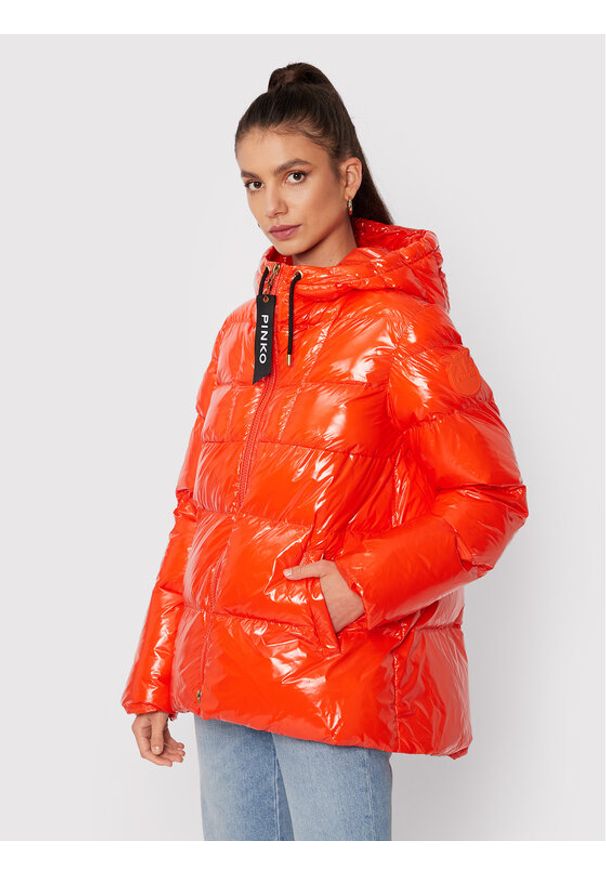 Kurtka puchowa Pinko. Kolor: pomarańczowy. Materiał: syntetyk, puch