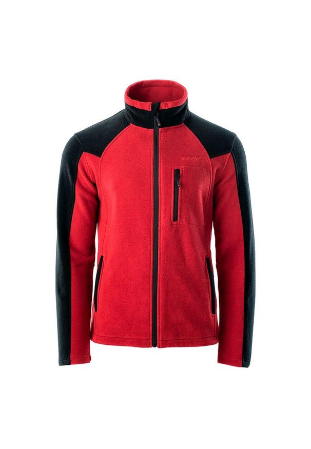 Hi-tec - Bluza Polarowa Męska Pełen Suwak Monar. Kolor: czarny, wielokolorowy, czerwony. Materiał: polar. Sezon: zima. Sport: turystyka piesza