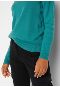 bonprix - Sweter dzianinowy z okrągłym dekoltem. Kolor: niebieski. Materiał: dzianina. Długość: długie #2