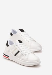 Born2be - Biało-Czarne Sneakersy na Grubej Podeszwie z Brokatowymi Wstawkami Ralita. Kolor: biały. Obcas: na płaskiej podeszwie #2