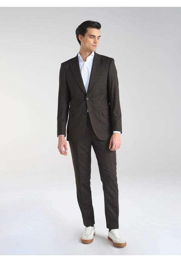 Pako Lorente - PAKO LORENTE – Brązowe spodnie w kant męskie. Kolor: brązowy