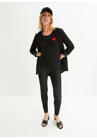 bonprix - T-shirt z dłuższym tyłem, z lejącej mieszanki wiskozy. Kolor: czarny. Materiał: wiskoza. Długość: długie. Wzór: haft #3