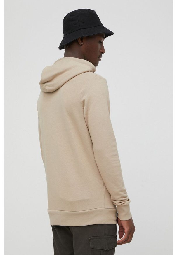 Jack & Jones bluza męska kolor beżowy z kapturem z nadrukiem. Typ kołnierza: kaptur. Kolor: beżowy. Wzór: nadruk