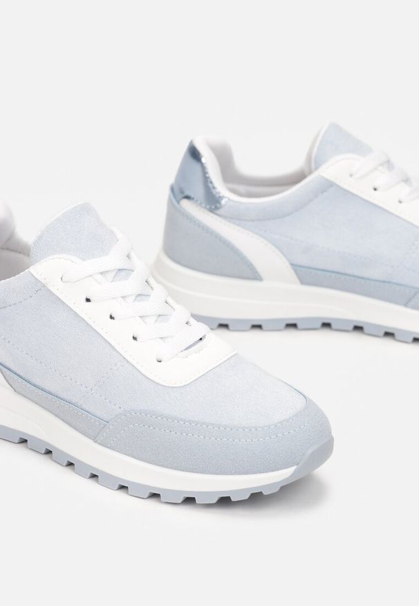 Renee - Niebieskie Sznurowane Sneakersy przed Kostkę Kiea. Wysokość cholewki: przed kostkę. Kolor: niebieski. Materiał: materiał. Szerokość cholewki: normalna. Obcas: na płaskiej podeszwie