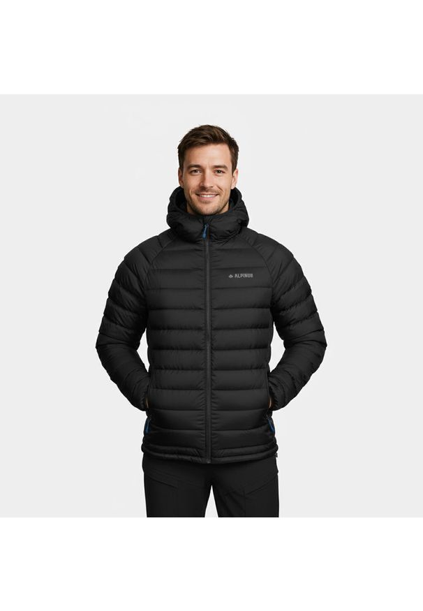 Kurtka męska Alpinus Hozat impregnacji DWR. Kolor: czarny. Materiał: puch. Sport: turystyka piesza