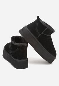 Renee - Czarne Wsuwane Śniegowce z Zamszu Naturalnego na Grubej Podeszwie Mevilira. Zapięcie: bez zapięcia. Kolor: czarny. Materiał: zamsz. Styl: elegancki #6