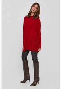 Liviana Conti - Sweter wełniany. Kolor: czerwony. Materiał: wełna. Długość rękawa: długi rękaw. Długość: długie #3