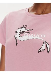 Pinko T-Shirt 100355 A1OC Różowy Regular Fit. Kolor: różowy. Materiał: bawełna #3