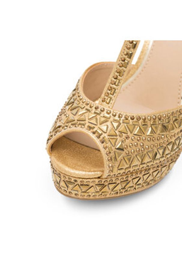 Nine West Sandały NISA SY015-1NW Złoty. Kolor: złoty. Materiał: materiał