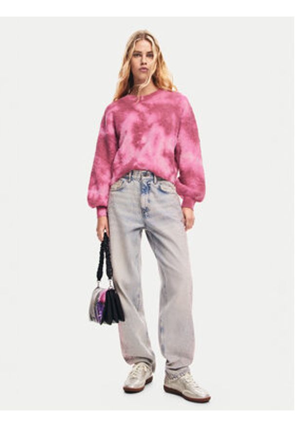 Desigual Sweter Victoria 24WWJF17 Różowy Relaxed Fit. Kolor: różowy. Materiał: syntetyk