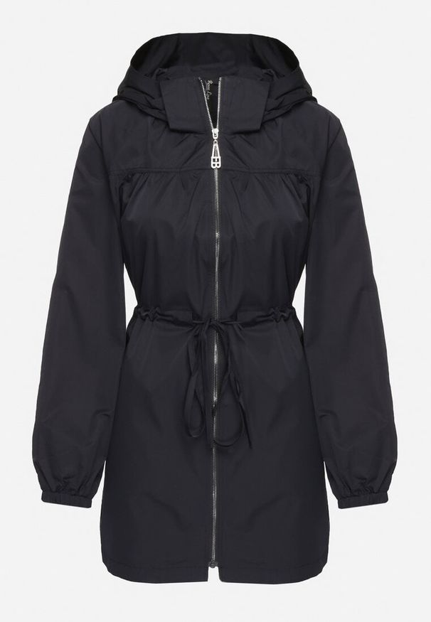 Born2be - Granatowa Kurtka Parka Ściągana w Pasie Troczkami Nevishia. Kolor: niebieski. Materiał: jeans. Styl: elegancki