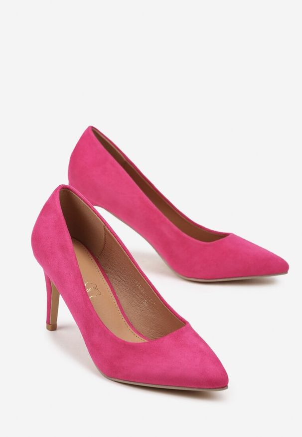 Renee - Fuksjowe Casualowe Szpilki Vices z Wkładką ze Skóry Naturalnej Cleinae. Okazja: na co dzień. Kolor: różowy. Materiał: skóra. Obcas: na szpilce. Styl: casual. Wysokość obcasa: średni