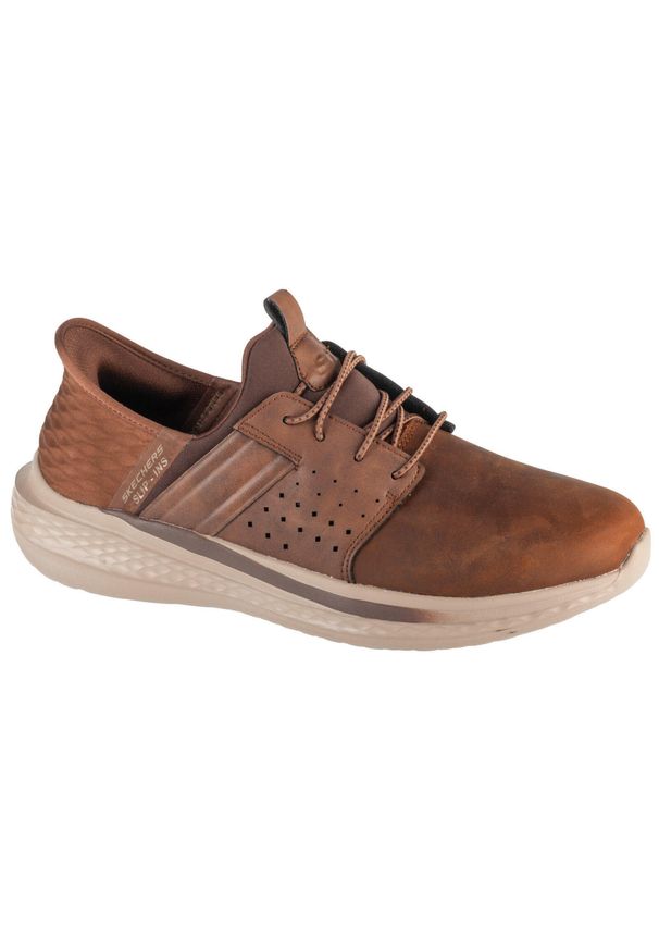 skechers - Buty sportowe Sneakersy męskie, Slip-Ins: Slade - Zachary. Kolor: brązowy. Model: Skechers Sport. Sport: turystyka piesza
