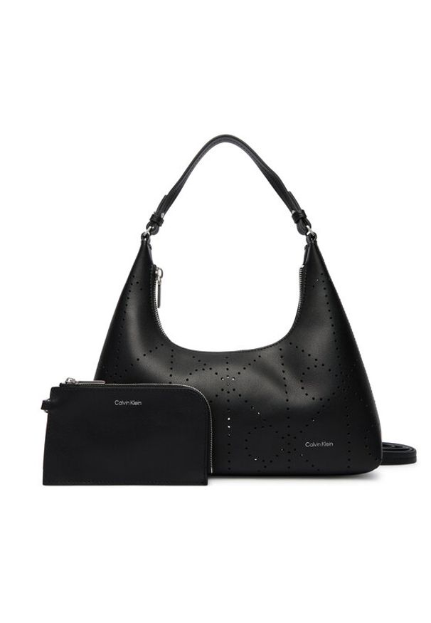 Calvin Klein Torebka Emblem Aop Perfor Lthr Bag LV04F3367G Czarny. Kolor: czarny. Materiał: skórzane