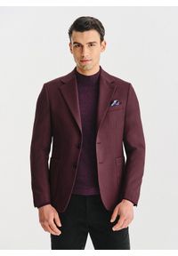 Pako Lorente - PAKO LORENTE – Bordowa marynarka z wełną i jedwabiem. Kolor: czerwony. Materiał: wełna, jedwab. Wzór: prążki #1