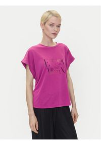 Emporio Armani T-Shirt EW000616 AF12187 UA227 Różowy Loose Fit. Kolor: różowy. Materiał: wiskoza