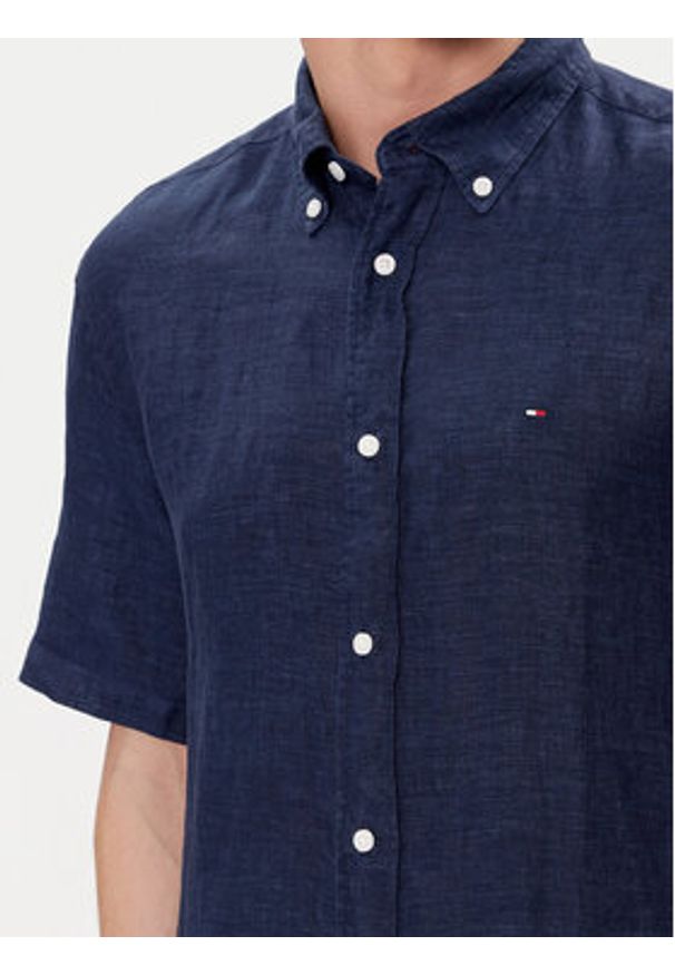 TOMMY HILFIGER - Tommy Hilfiger Koszula MW0MW35207 Granatowy Regular Fit. Kolor: niebieski. Materiał: len