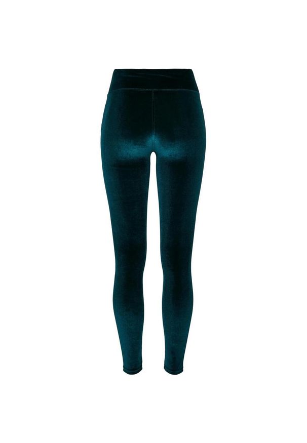 Urban Classics - Legginsy Damskie Aksamit Z Wysokimi Stanami. Stan: podwyższony. Kolor: niebieski. Sport: turystyka piesza