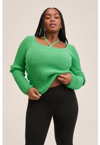 mango - Mango sweter Sierra damski kolor zielony lekki. Okazja: na co dzień. Kolor: zielony. Materiał: włókno. Długość rękawa: długi rękaw. Długość: długie. Styl: casual