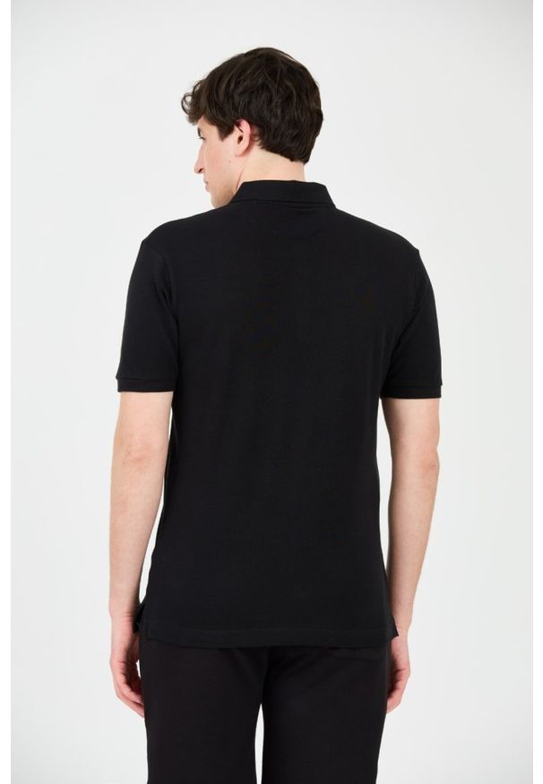 La Martina - LA MARTINA Czarne męskie polo z małym logo, Rozmiar M. Typ kołnierza: polo. Kolor: czarny