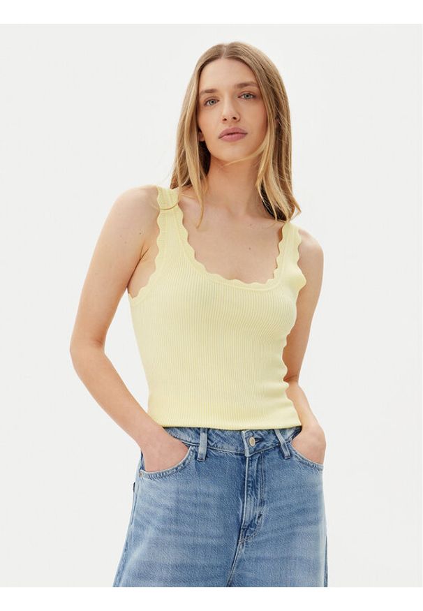 JDY Top Nanna 15290585 Żółty Slim Fit. Kolor: żółty. Materiał: wiskoza