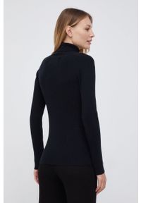 Calvin Klein Jeans - Sweter z domieszką wełny. Typ kołnierza: golf. Kolor: czarny. Materiał: wełna. Długość rękawa: długi rękaw. Długość: długie. Wzór: aplikacja #4