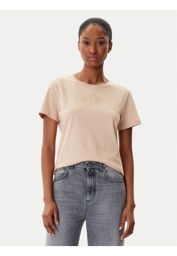 Armani Exchange T-Shirt XW001366 AF10356 U1051 Beżowy Regular Fit. Kolor: beżowy. Materiał: bawełna