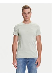 Tommy Jeans T-Shirt DM0DM04411 Zielony Slim Fit. Kolor: zielony. Materiał: bawełna