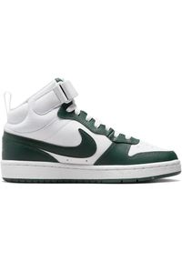 Buty do chodzenia dla dzieci Nike Court Borough Mid 2. Zapięcie: rzepy. Kolor: biały, wielokolorowy, zielony. Materiał: materiał, syntetyk, tkanina. Szerokość cholewki: normalna. Model: Nike Court. Sport: turystyka piesza