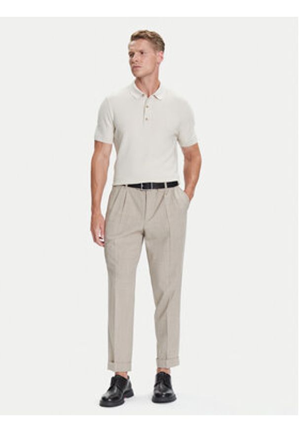 BOSS Polo H-Iannotti 50543148 Beżowy Regular Fit. Typ kołnierza: polo. Kolor: beżowy. Materiał: bawełna