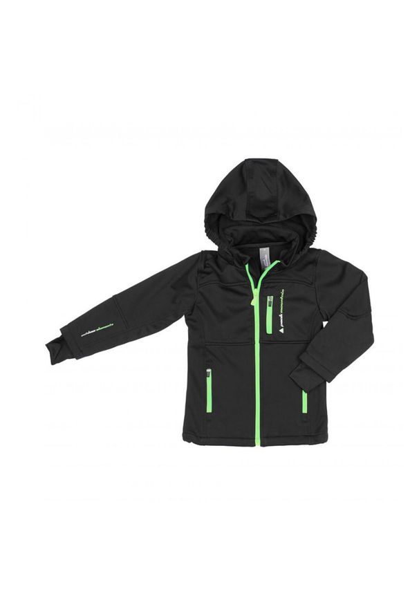 PEAK MOUNTAIN - Dziecięca kurtka softshellowa Peak Mountain Ecanne. Kolor: wielokolorowy, żółty, czarny, zielony. Sezon: zima. Sport: narciarstwo