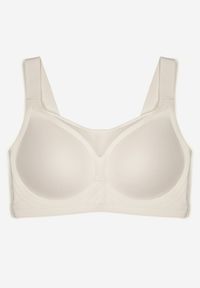 Born2be - Biały Gładki Biustonosz z Siateczkową Wstawką i Szerokimi Ramiączkami Salandrea. Kolor: biały. Rodzaj stanika: wyciągane miseczki. Wzór: gładki #6